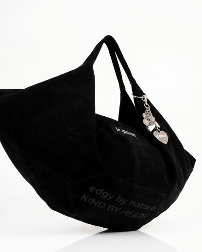 the kind heart bag — black suede