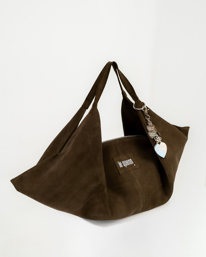 the kind heart bag — khaki suede