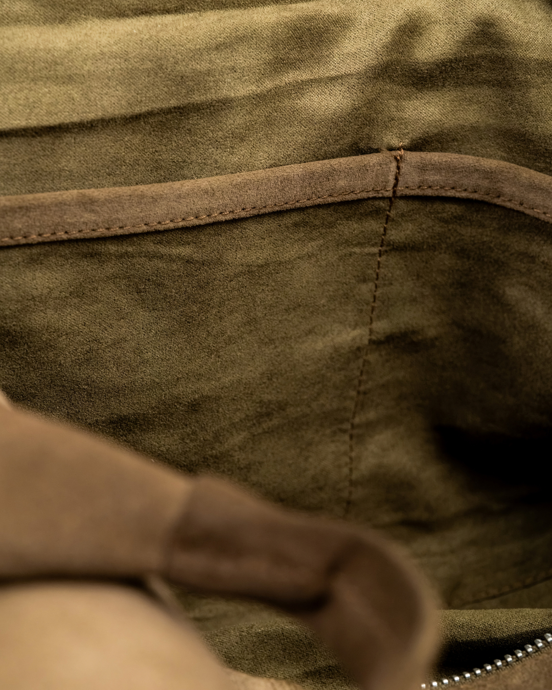 the kind heart bag — khaki suede