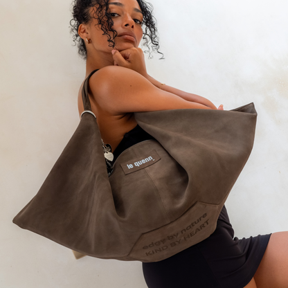 the kind heart bag — khaki suede