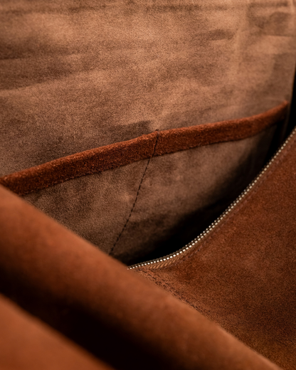 the edgy kind bag — brown suede