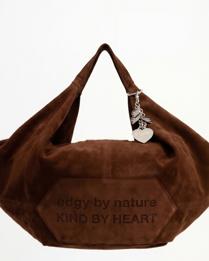 the edgy kind bag — brown suede